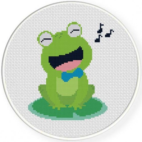 Frog Singing Cross Stitch Pattern – Daily Cross Stitch