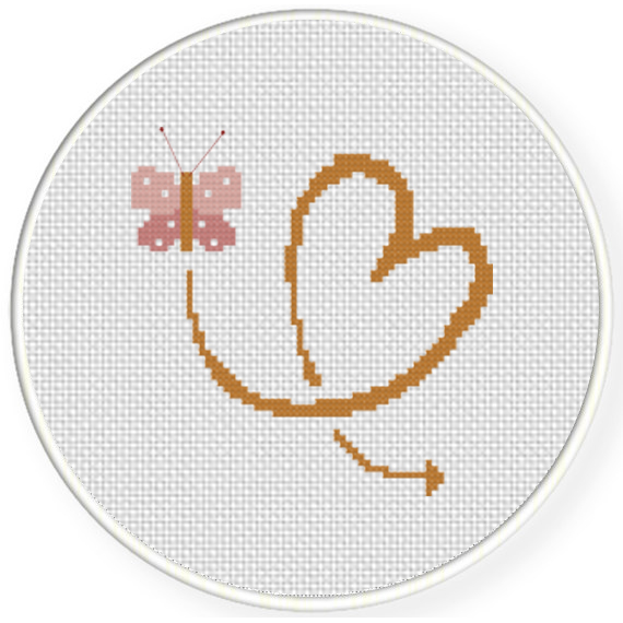 Butterfly Heart Cross Stitch Pattern Daily Cross Stitch