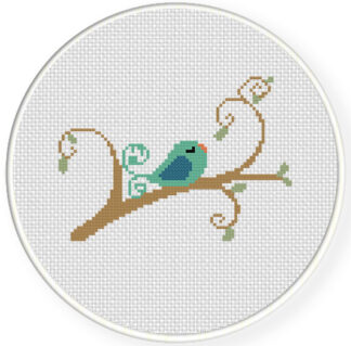 Bird in branch Cross Stitch Pattern