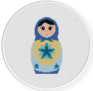 Blue Stacking Doll Girl Cross Stitch Pattern