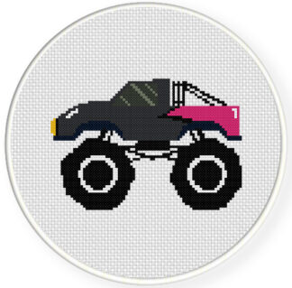 Monster Truck Black Cross Stitch Pattern
