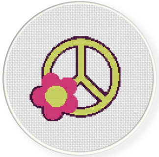 Peace Sign with Flower Cross Stitch Pattern