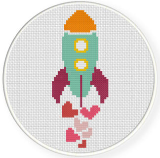 Valentine Spaceship  Cross Stitch Pattern