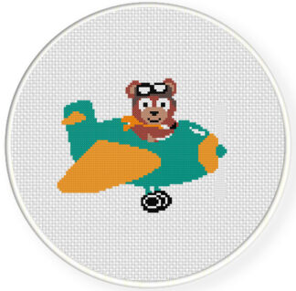 Airplane Bear Cross Stitch Pattern