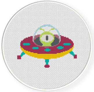 Alien in UFO Cross Stitch Pattern