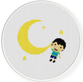 Boy in Moon Cross Stitch Pattern