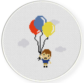 Charts Club Members Only: Boy with Balloons Cross Stitch Pattern