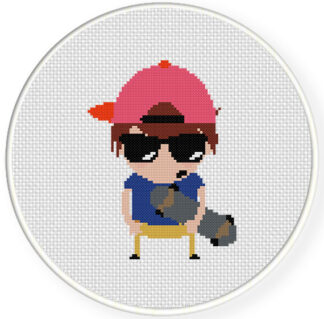 Hip Kid Skater Cross Stitch Pattern