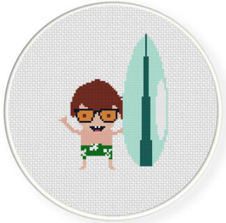 Charts Club Members Only: Hip Kid Surfer Cross Stitch Pattern