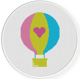 Hot Air Balloon Hearts Cross Stitch Pattern