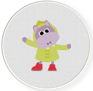 Rainy Day Hippo Cross Stitch Pattern