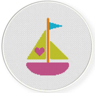 Sailboat Hearts Cross Stitch Pattern