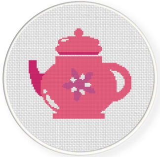 Tea Pot Pink Cross Stitch Pattern