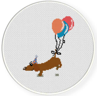 Dog with Balloons Cross Stitch Pattern