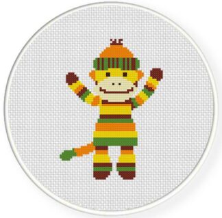Happy Sock Monkey Cross Stitch Pattern