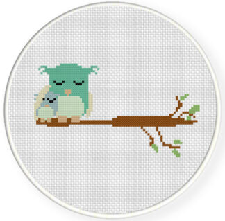 Mother Owl and Baby Owl Cross Stitch Pattern