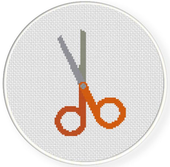 Scissors Orange Cross Stitch Pattern – Daily Cross Stitch