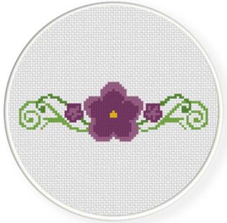 Violet Floral Border Cross Stitch Pattern