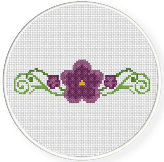 Violet Floral Border Cross Stitch Pattern - Daily Cross Stitch