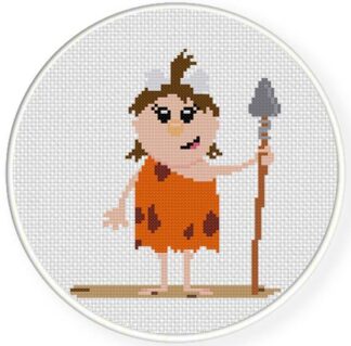 Charts Club Members Only: Cave Woman with Spear Cross Stitch Pattern