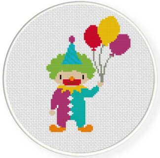 Clown with Balloons Cross Stitch Pattern