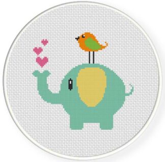 Elephant And A bird Cross Stitch Pattern