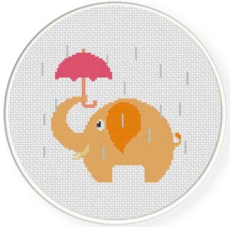 Charts Club Members Only: Elephant with Umbrella Cross Stitch Pattern
