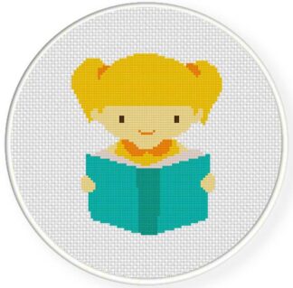 Girl Reading Book Cross Stitch Pattern