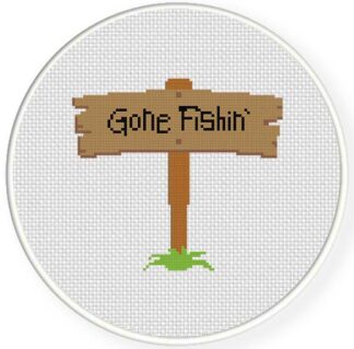 Gone Fishin Signage Cross Stitch Pattern