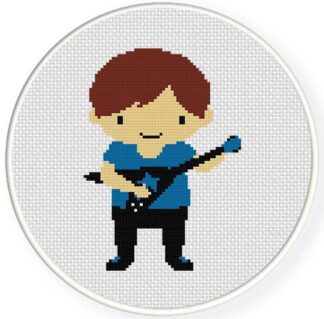 Rock Star Boy Blue Shirt Cross Stitch Pattern