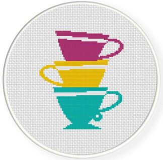 Teacup Stack Cross Stitch Pattern