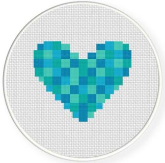 Woven Heart blue Cross Stitch Pattern