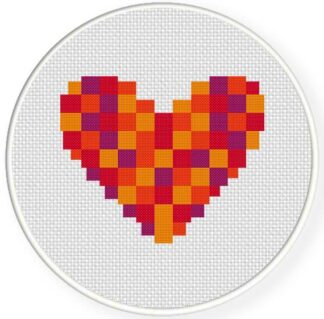 Woven Heart red Cross Stitch Pattern