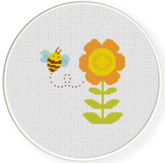 Bee and Flower Cross Stitch Pattern