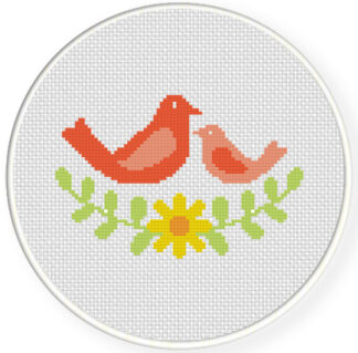 Bird Laurel Wreath Cross Stitch Pattern