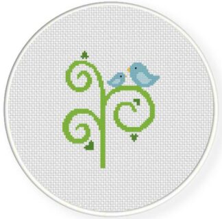 Birds on Swirly Tree Cross Stitch Pattern