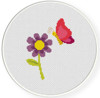 Butterfly and Flower Cross Stitch Pattern