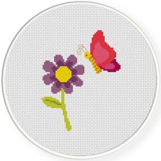 Butterfly And Flower Cross Stitch Pattern Daily Cross Stitch