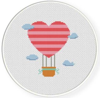 Heart Air Balloon Cross Stitch Pattern