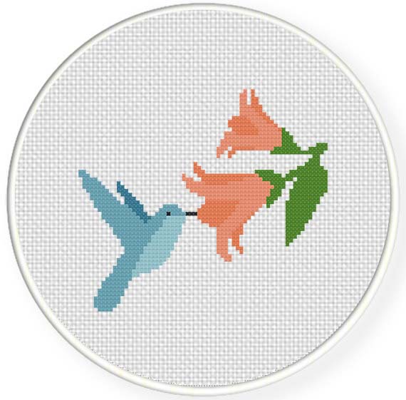 black humming-bird cross stitch pattern Digital file silhouette Monochrome animal  DIY  easy modern cross stitch pattern