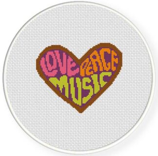 Love Peace Music Cross Stitch Pattern