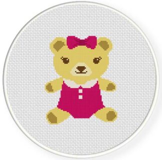 Charts Club Members Only: Teddy Bear in Pink Cross Stitch Pattern