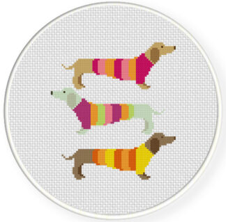 Fancy Dachshunds Cross Stitch Pattern