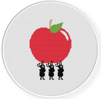 Charts Club Members Only: Ants Carrying Apple Cross Stitch Pattern