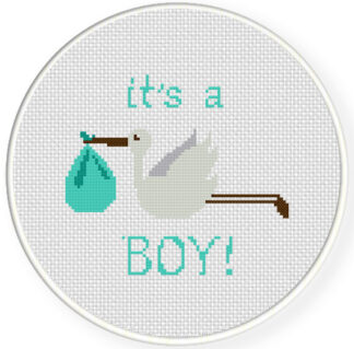 Baby Boy Stork Delivery Cross Stitch Pattern