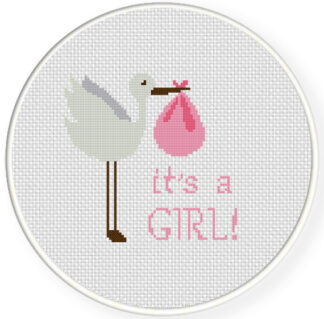 Baby Girl Stork Delivery Cross Stitch Pattern