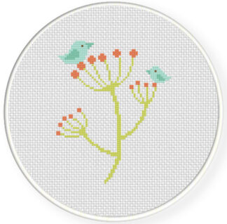 Charts Club Members Only: Small Birds On Plants Cross Stitch Pattern