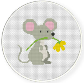 Cute Mouse with Flower Cross Stitch Pattern