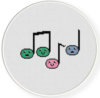 Happy Musical Notes Cross Stitch Pattern