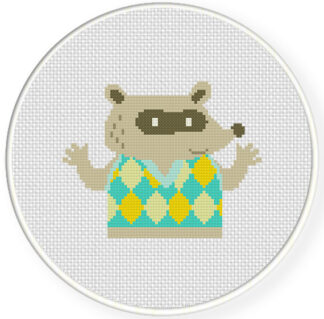 Raccoon in Sweater Cross Stitch Pattern